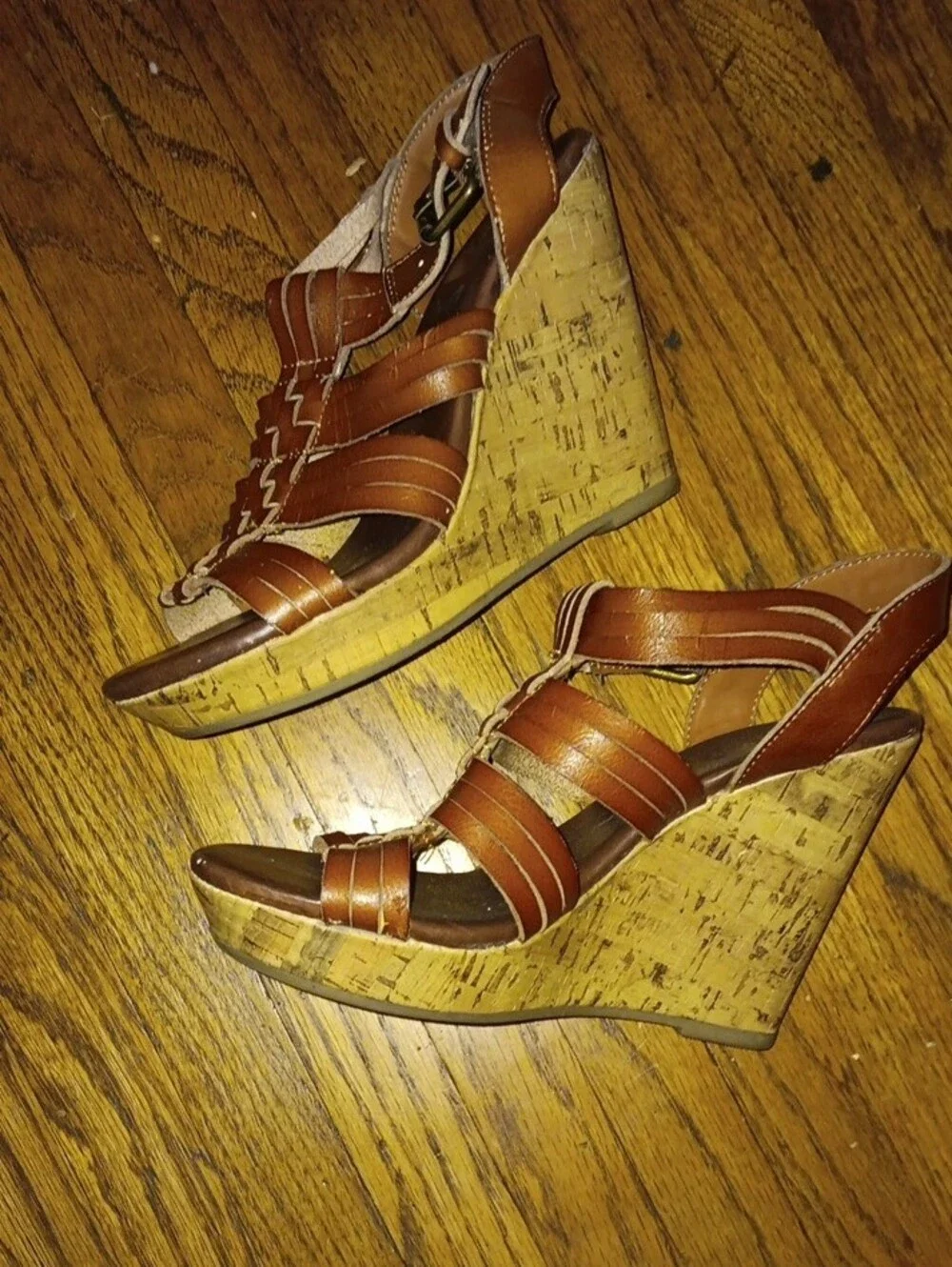 Dolce Vita Cognac Brown Strappy Wedge Sandals